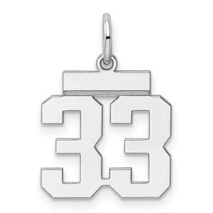 Sterling Silver, Athletic Collection, Small Polished Number 33 Pendant
